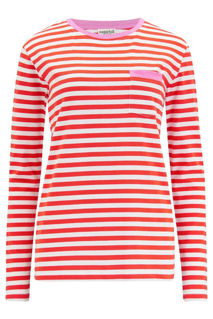 Brunswick Jersey Top (Red, Off White/Pink Highlight)