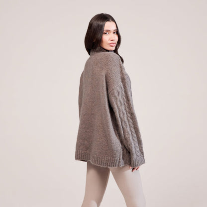 Cable Knit 1/4 Zip Jumper - Mocha