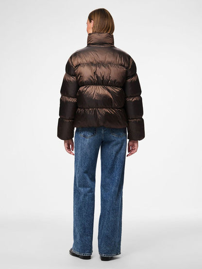 Candy Shiny Puffer Jacket (Hot Fudge)