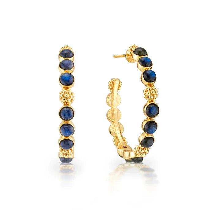 Capucine De Wulf Berry Gem Medium Hoop Earrings - Blue Labradorite