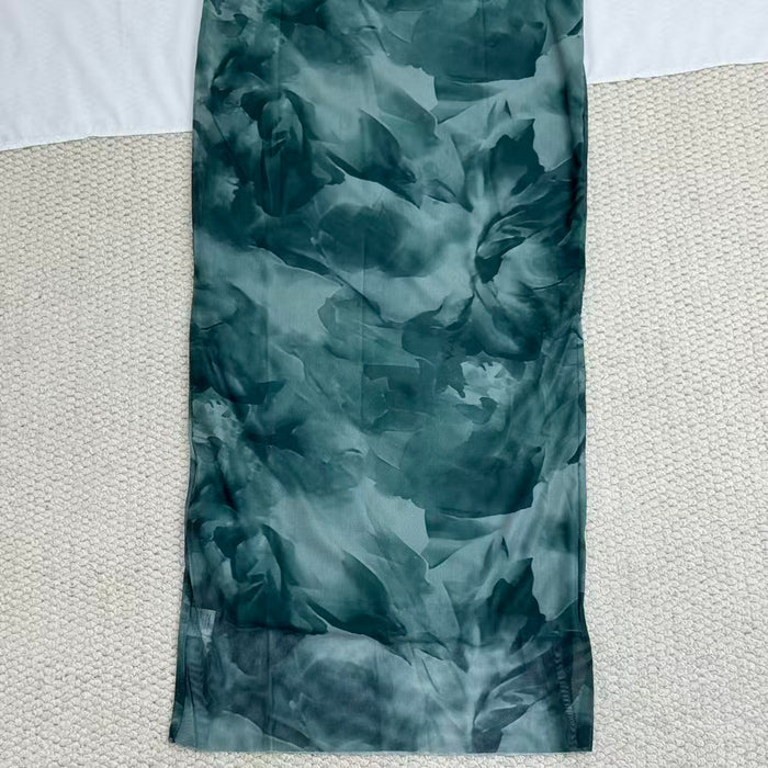 Casual High-Waisted Mesh Slit Skirt