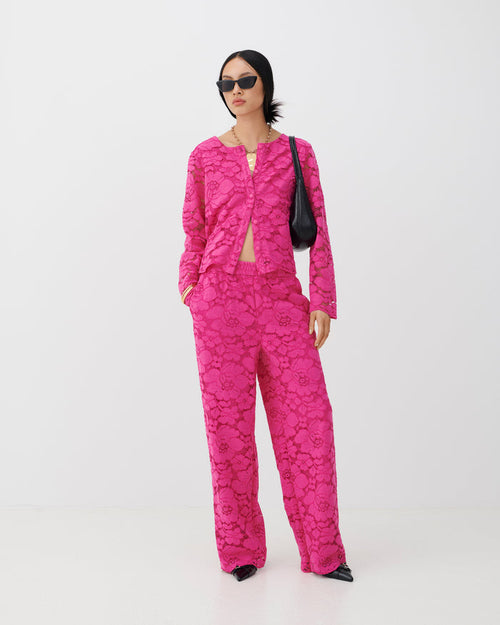 Ceren Lace Pants (Raspberry Rose)