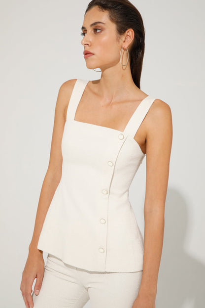 Channy Pearl Button Top (Cream)