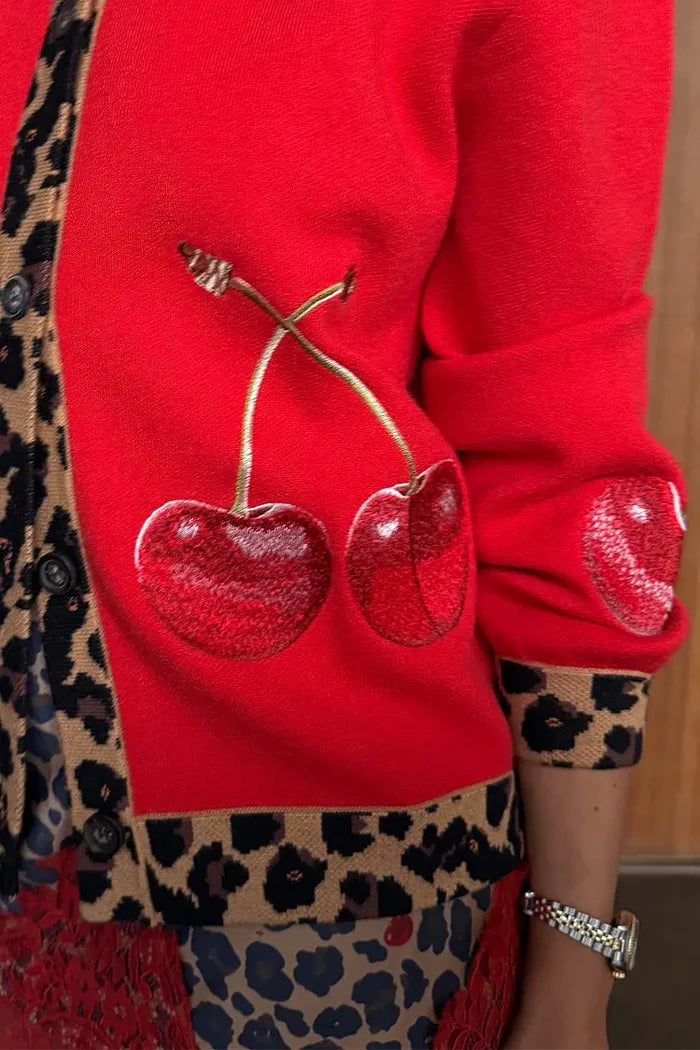 Cherry Holly Cardigan (Red)