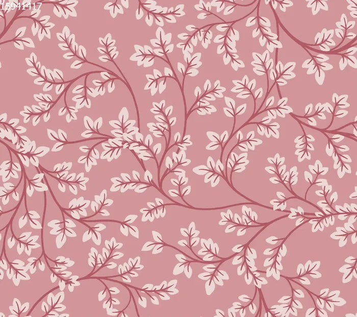 Chintz Leaves Pink White - Family Fabrics B.V.