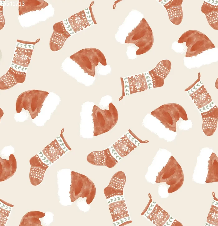 Christmas Hats & Stockings Sand - Family Fabrics B.V.