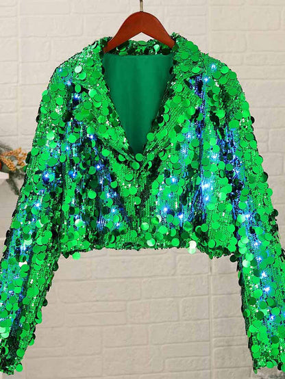 Christmas LED Green Sequin Jacket