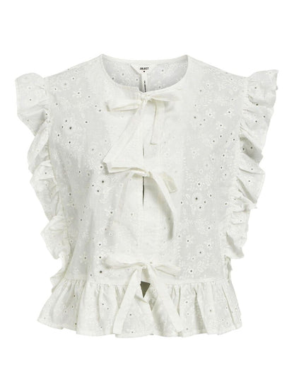Cilla Sleeveless Ruffle Top (Cloud Dancer)