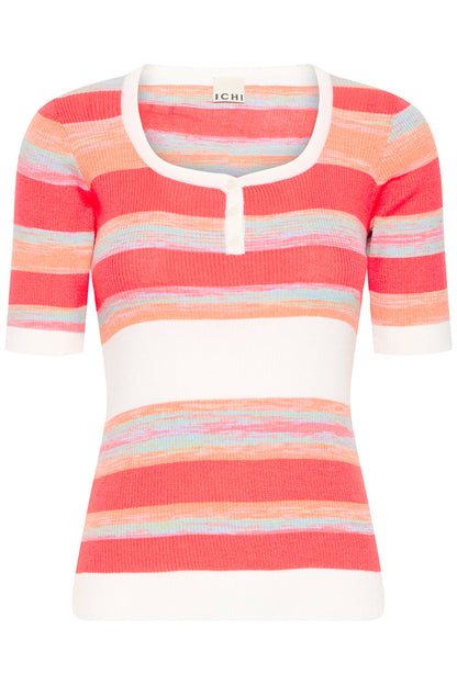 Claire Knit Button Top (Multicolour/Stripe)