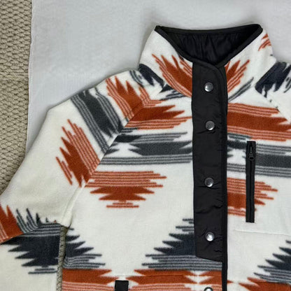 Color-Blocked Lapel Plush Jacket