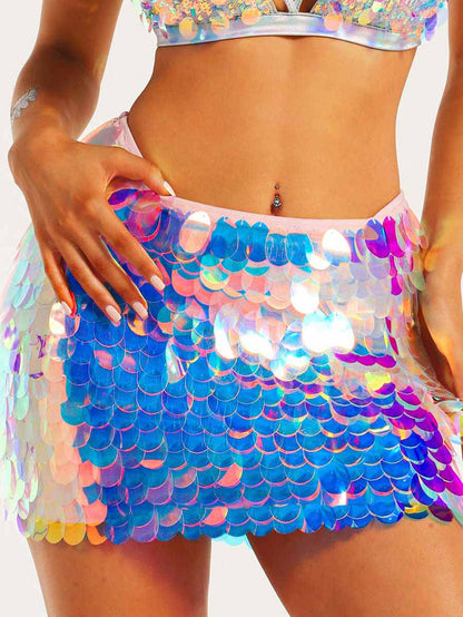 Colorful Sequin Tight Skirt