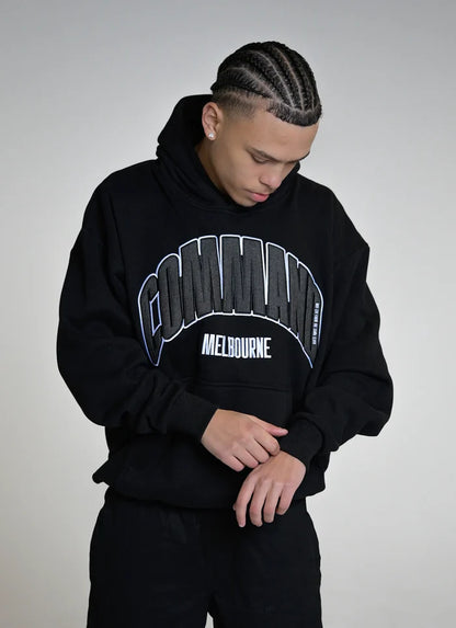 Command Denim Oversized Hoodie (Black/Denim)
