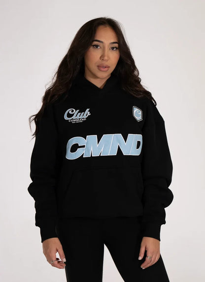Command Oversized Jersey Hoodie (Black/Blue)