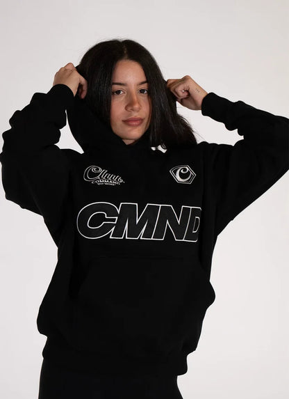 Command Oversized Jersey Hoodie (Black/White)