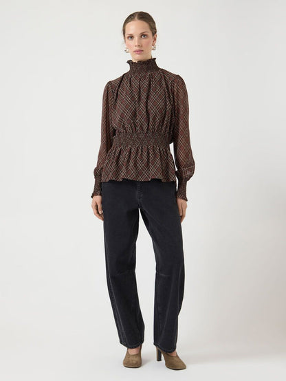 Cora High Neck Top (Sassafras/Check)