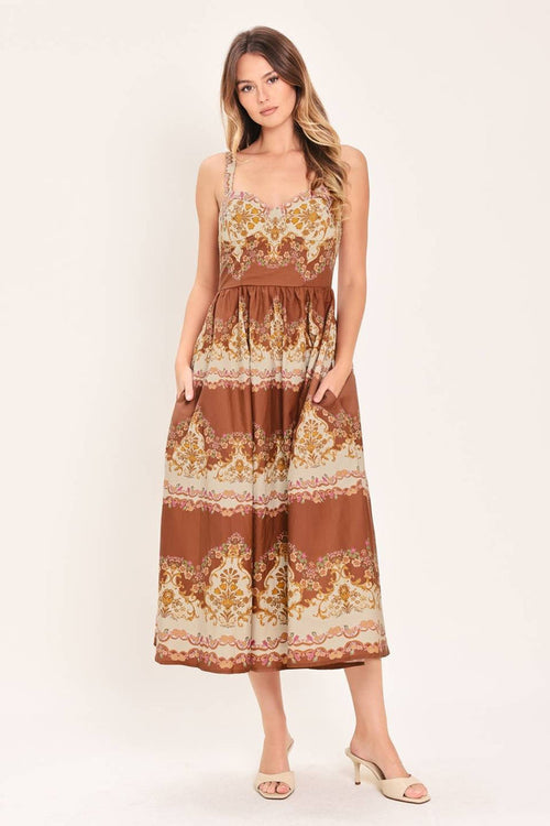 Count Me In Printed Midi Dress