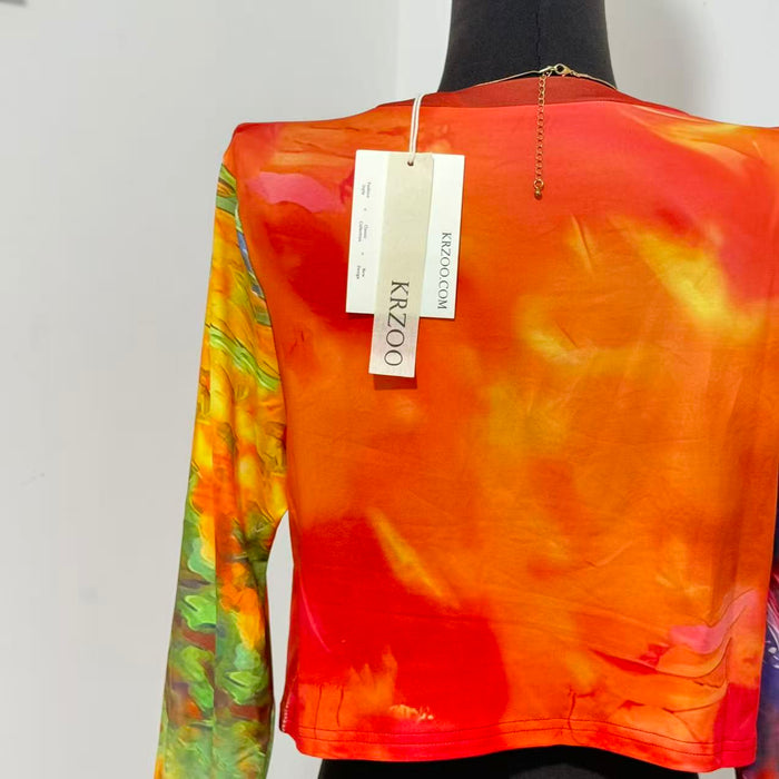 Cropped Slim-Fit Printed T-Shirt