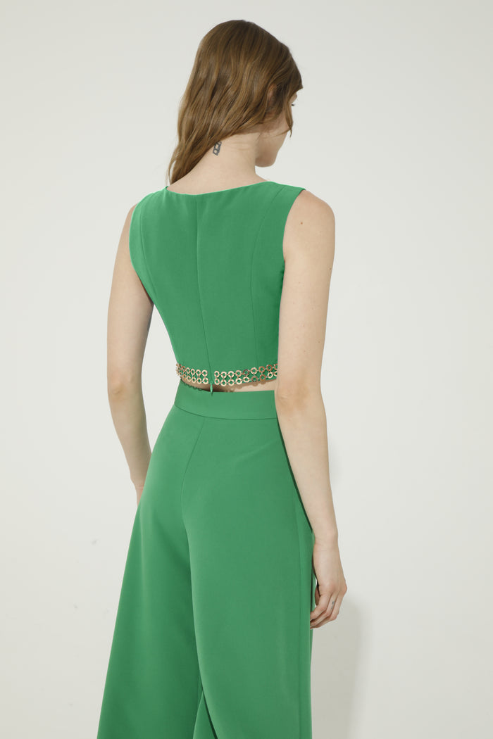 Cuffy Cropped Top (Green/Gold)