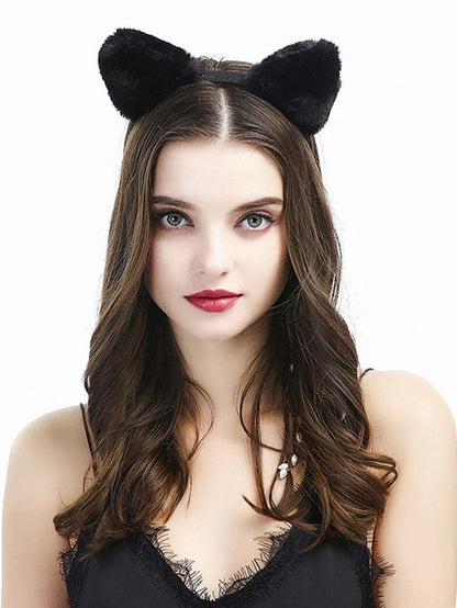 Cute Plush Leopard & Black Ear Headband for Parties