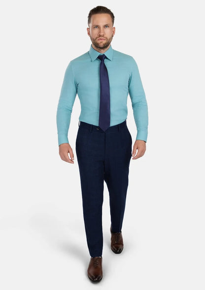 Deep Blue Flannel Windowpane Pants - SARTORO