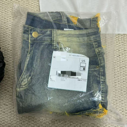 Distressed  Flared  Fringed Stretch Jeans