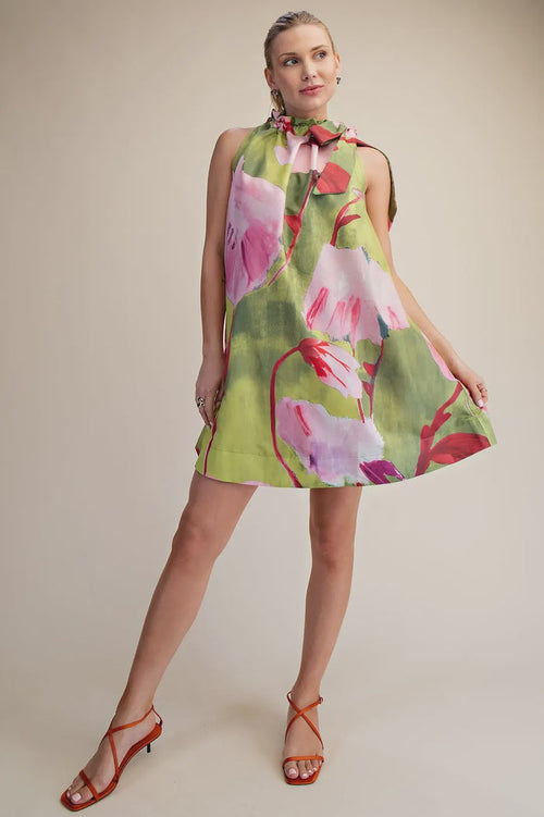 Don't Wait Up Sleeveless Mini Dress in Lime Green