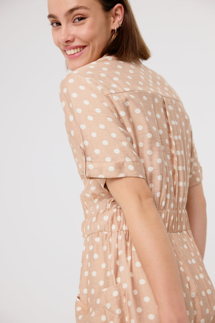 Elara Midi Dress (Beige)