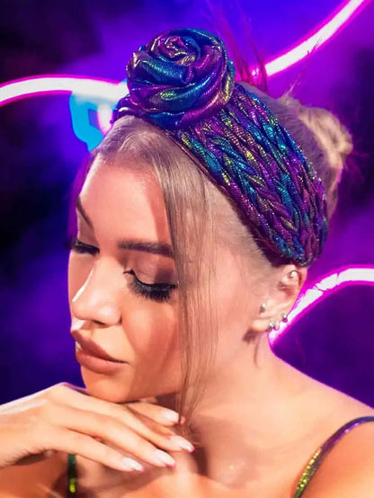 Elegance Blooms: Blue And Purple Wide Rose Hair Accessory