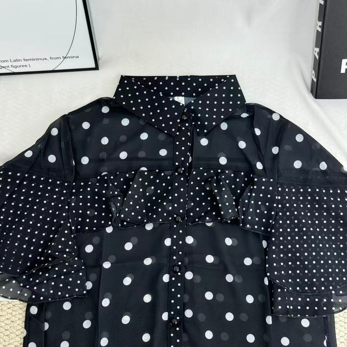 Elegant Polka-Dot Chiffon Blouse