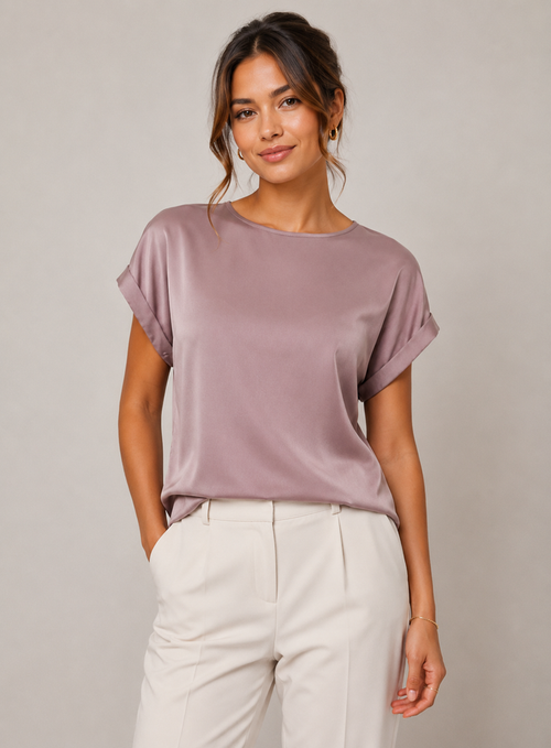 Elle Satin Top (Toadstool)