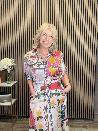 Ellie Shirt Dress (Pink)