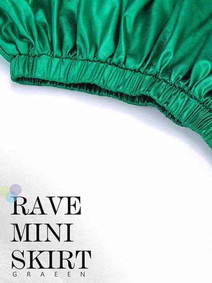 Emerald Green Satin A-Line Skirt