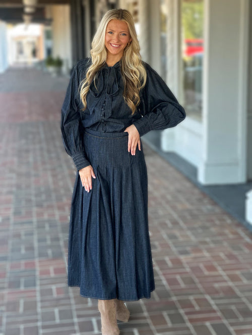 Emily Lovelock Orelia Skirt in Blue
