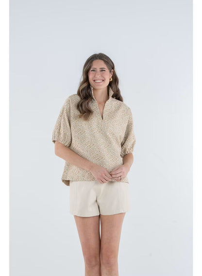 Emily McCarthy Poppy Top in Mosaic Monogram