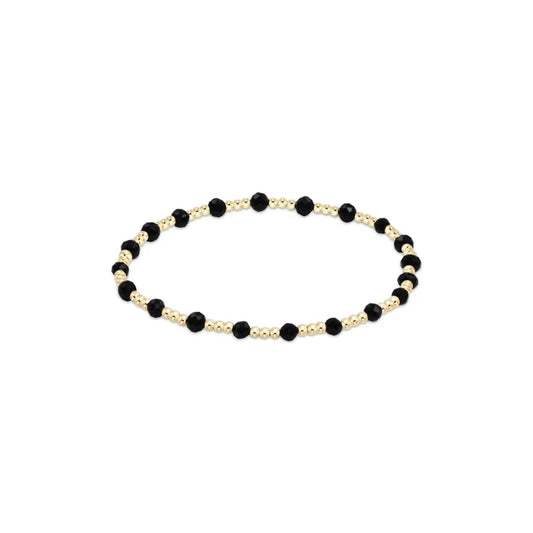 Enewton Gemstone Gold Sincerity Pattern 3mm Bead Bracelet - Faceted Onyx