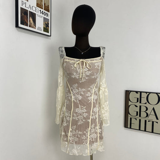 Fitted Lace Flared Dress