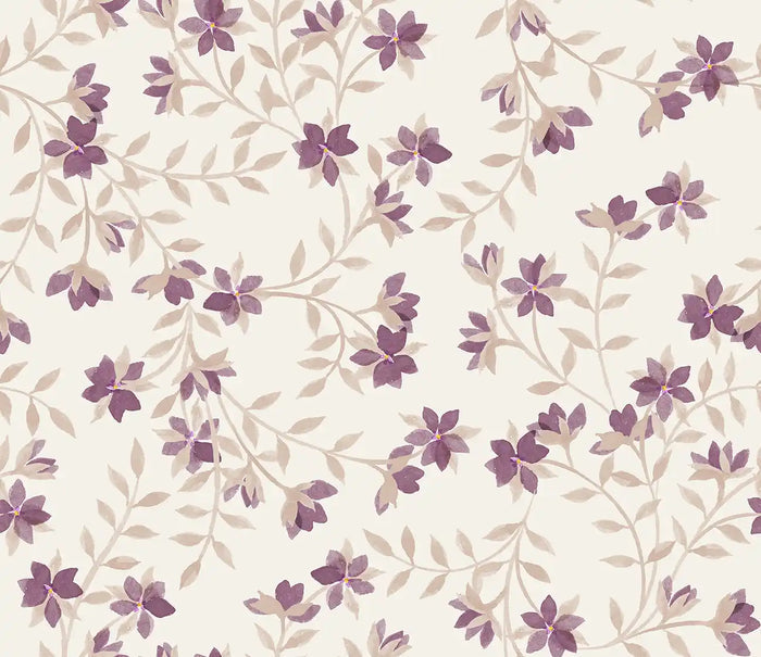 Fleur De Vigne Beige Purple - Family Fabrics B.V.
