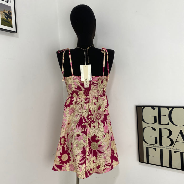 Floral Print Elasticated Slip Dress
