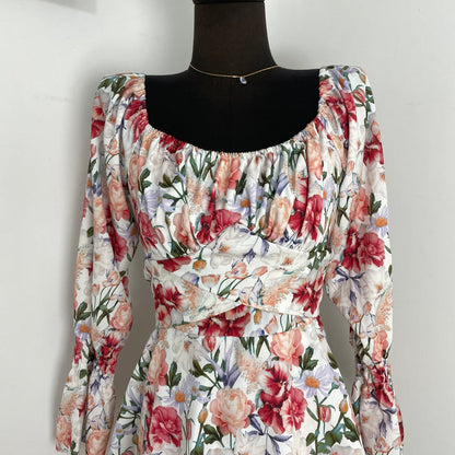 Floral Print Square-Neck Dress
