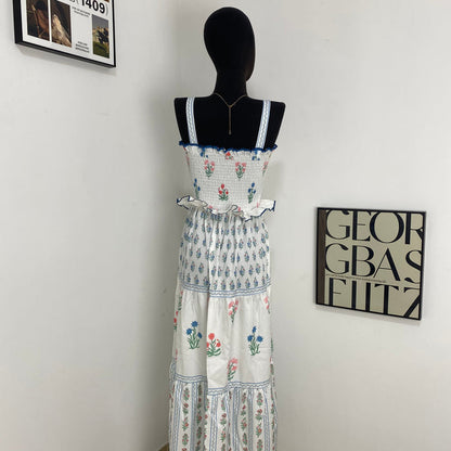 Floral Print Sundress With Wavy Edges