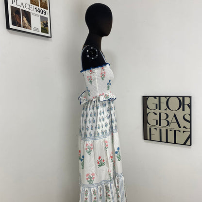 Floral Print Sundress With Wavy Edges