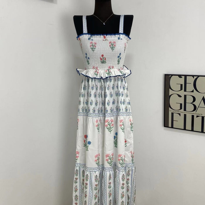 Floral Print Sundress With Wavy Edges