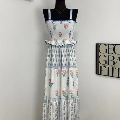 Floral Print Sundress With Wavy Edges