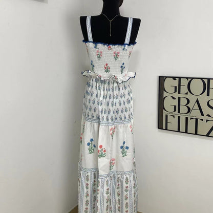 Floral Print Sundress With Wavy Edges
