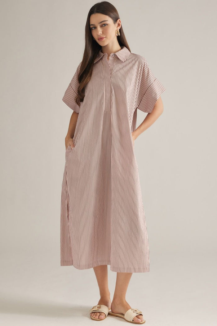 For The Best Stripe Maxi Dress in Brown