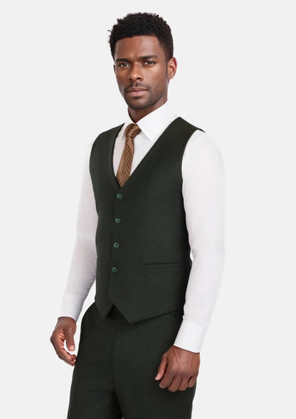 Forest Green Flannel Vest - SARTORO