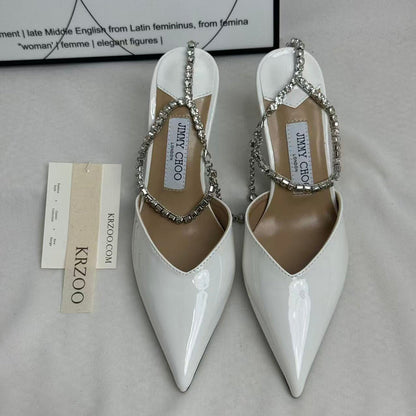 French-style chain beaded high-heeled shoes