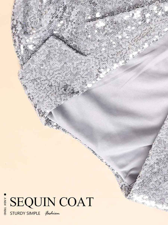 Glitter Tassel Jacket - Silver Women's Party Bomber Jacket