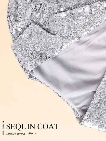 Glitter Tassel Jacket - Silver Women's Party Bomber Jacket