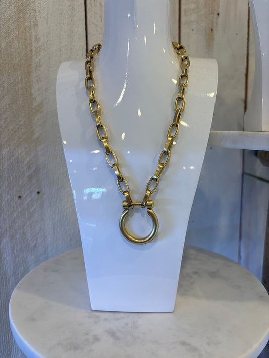 Gold Circle Pendant Necklace